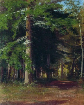 Iván Ivánovich Shishkin Painting - estudio para la pintura cortando leña 1867 paisaje clásico Ivan Ivanovich
